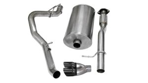 Chevrolet Avalanche Performance Exhaust - Single Side - CORSA Performance - Cat-Back with Twin 4in Black Pro-Series Tips - Black - `07-`09